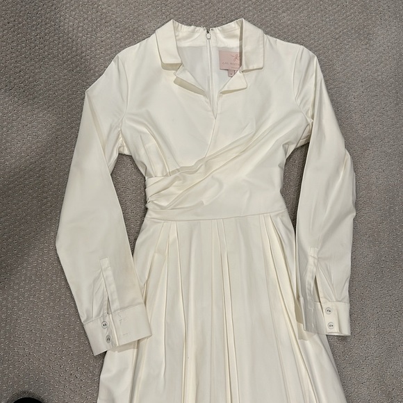 “Gal Meets Glam” faux wrap, A-line dress, sash, pockets. SZ 4. Off White - Picture 4 of 13